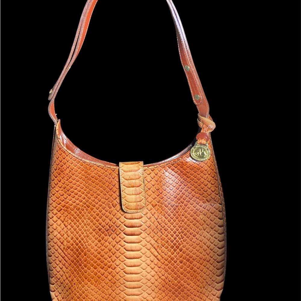 Brahmin Embossed Croc Leather Shoulder Bag